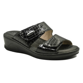 Γυναικεία ανατομική παντόφλα Emanuele 23406 μαύρη