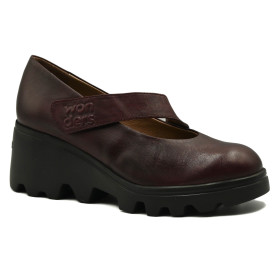 Wonders G-7023 women's comfort Mary Jane heels burgundy
