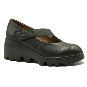 Wonders G-7023 women's comfort Mary Jane heels black